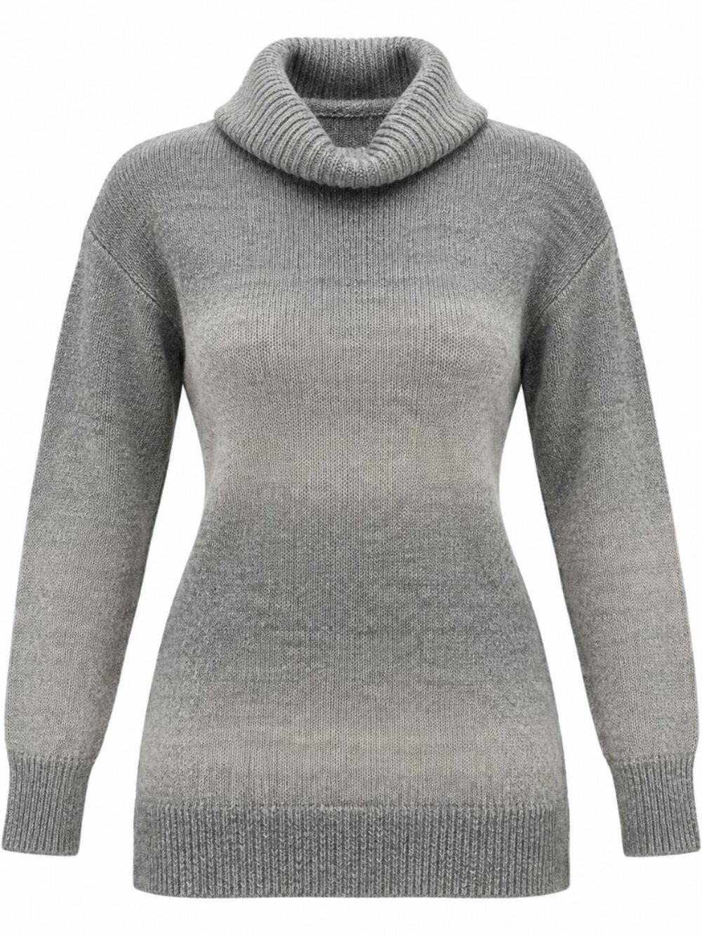 Chaps Gray White Cotton Blend Ombre Turtleneck Sweater, Size M, Casual Elegance
